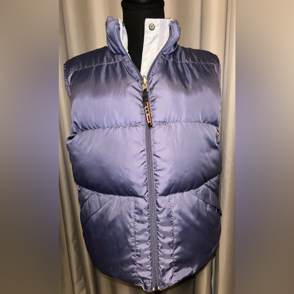 LL Bean Puffer Vest Womens Sz Sm Purple Goose Down Fill Full Zip VC72